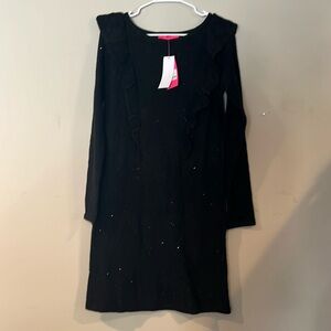 NWT Lilly Pulitzer Ruth Sequin Sweater Dress in Black Metallic, size M